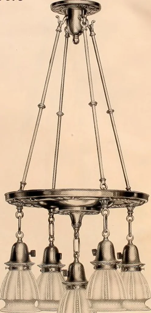 An illustration from Electric, gas, and combination lighting fixtures : table lamps, floor lamps, electrical wiring material, lighting glassware / Sears, Roebuck and Co., 1900, leaf 20