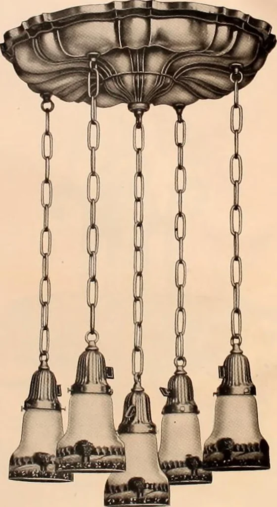 An illustration from Electric, gas, and combination lighting fixtures : table lamps, floor lamps, electrical wiring material, lighting glassware / Sears, Roebuck and Co., 1900, leaf 22