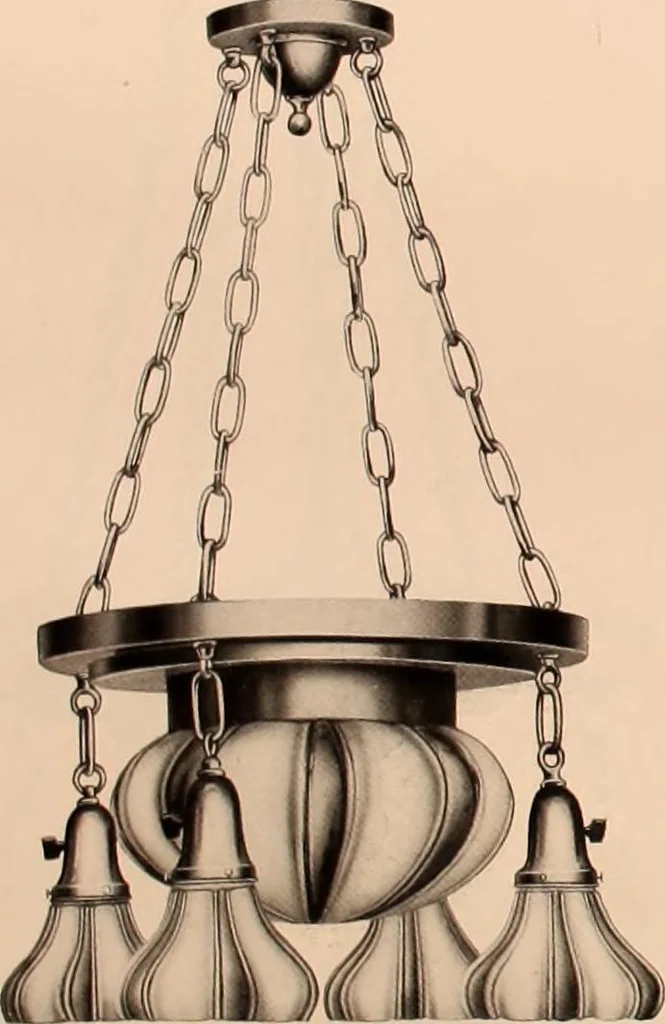 An illustration from Electric, gas, and combination lighting fixtures : table lamps, floor lamps, electrical wiring material, lighting glassware / Sears, Roebuck and Co., 1900, leaf 26