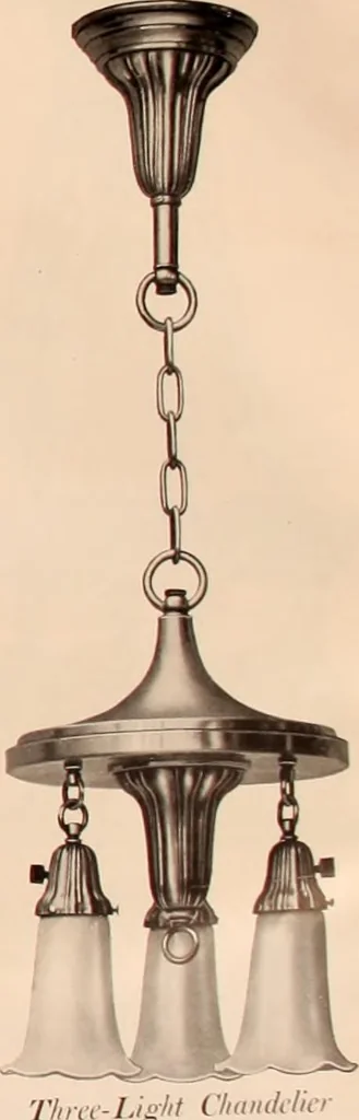 An illustration from Electric, gas, and combination lighting fixtures : table lamps, floor lamps, electrical wiring material, lighting glassware / Sears, Roebuck and Co., 1900, leaf 29
