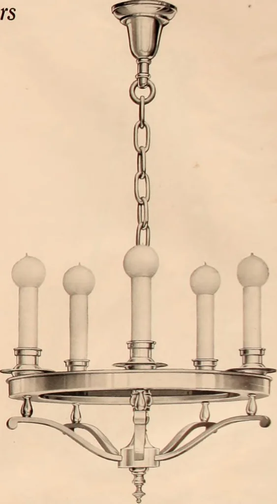 An illustration from Electric, gas, and combination lighting fixtures : table lamps, floor lamps, electrical wiring material, lighting glassware / Sears, Roebuck and Co., 1900, leaf 3