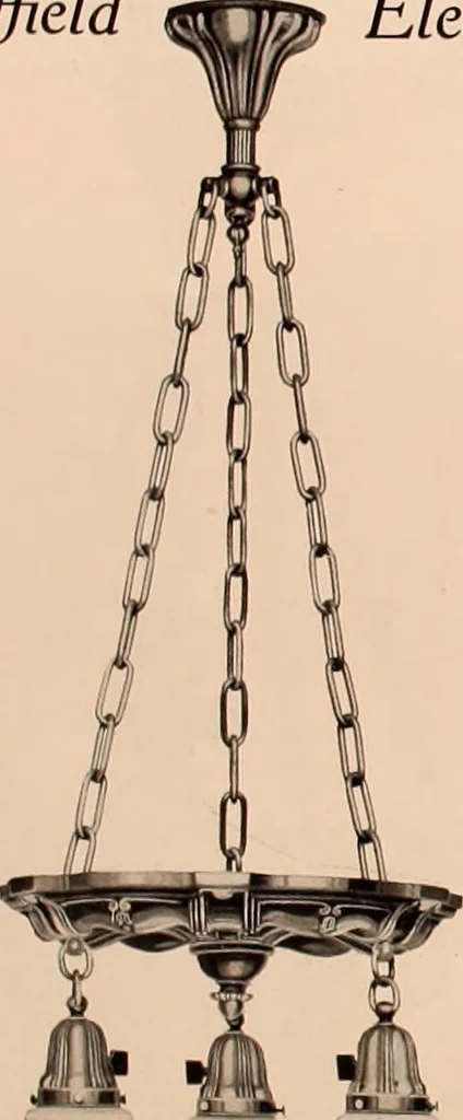 An illustration from Electric, gas, and combination lighting fixtures : table lamps, floor lamps, electrical wiring material, lighting glassware / Sears, Roebuck and Co., 1900, leaf 30