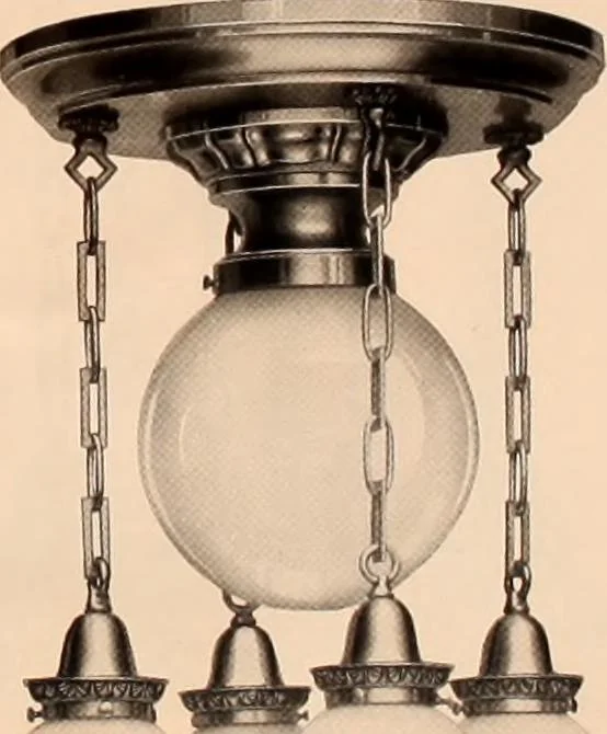 An illustration from Electric, gas, and combination lighting fixtures : table lamps, floor lamps, electrical wiring material, lighting glassware / Sears, Roebuck and Co., 1900, leaf 33