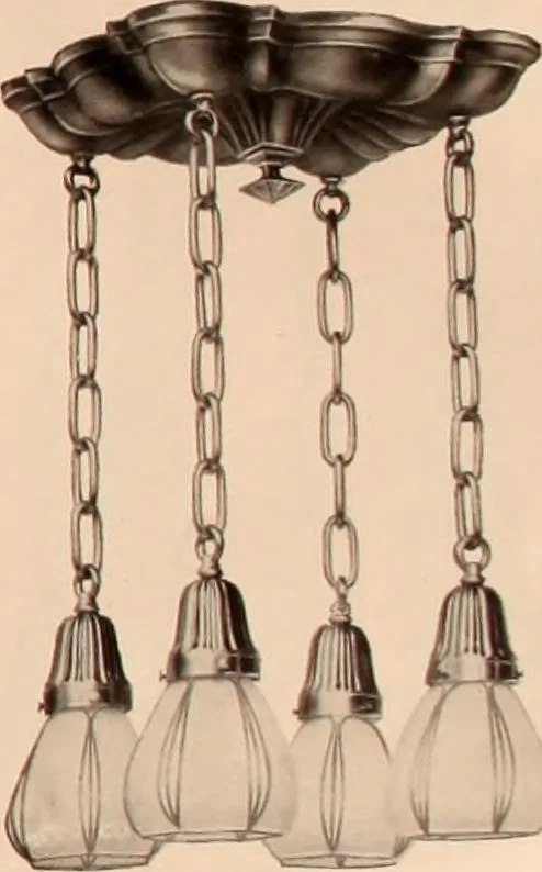 An illustration from Electric, gas, and combination lighting fixtures : table lamps, floor lamps, electrical wiring material, lighting glassware / Sears, Roebuck and Co., 1900, leaf 33