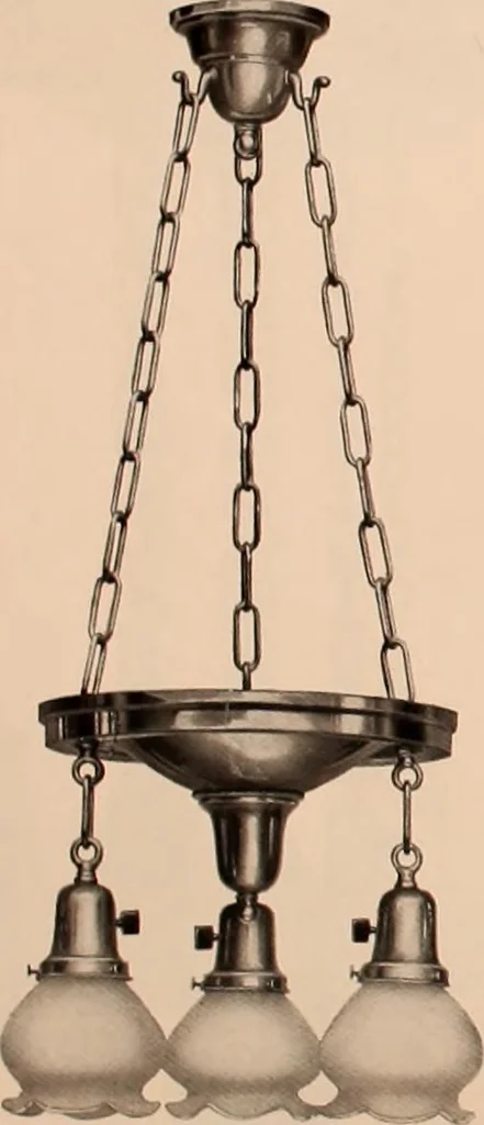 An illustration from Electric, gas, and combination lighting fixtures : table lamps, floor lamps, electrical wiring material, lighting glassware / Sears, Roebuck and Co., 1900, leaf 34