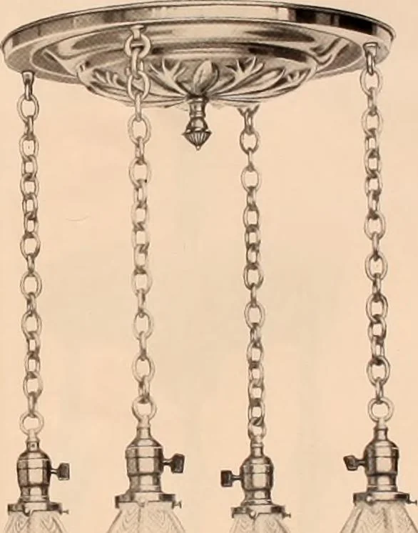An illustration from Electric, gas, and combination lighting fixtures : table lamps, floor lamps, electrical wiring material, lighting glassware / Sears, Roebuck and Co., 1900, leaf 35