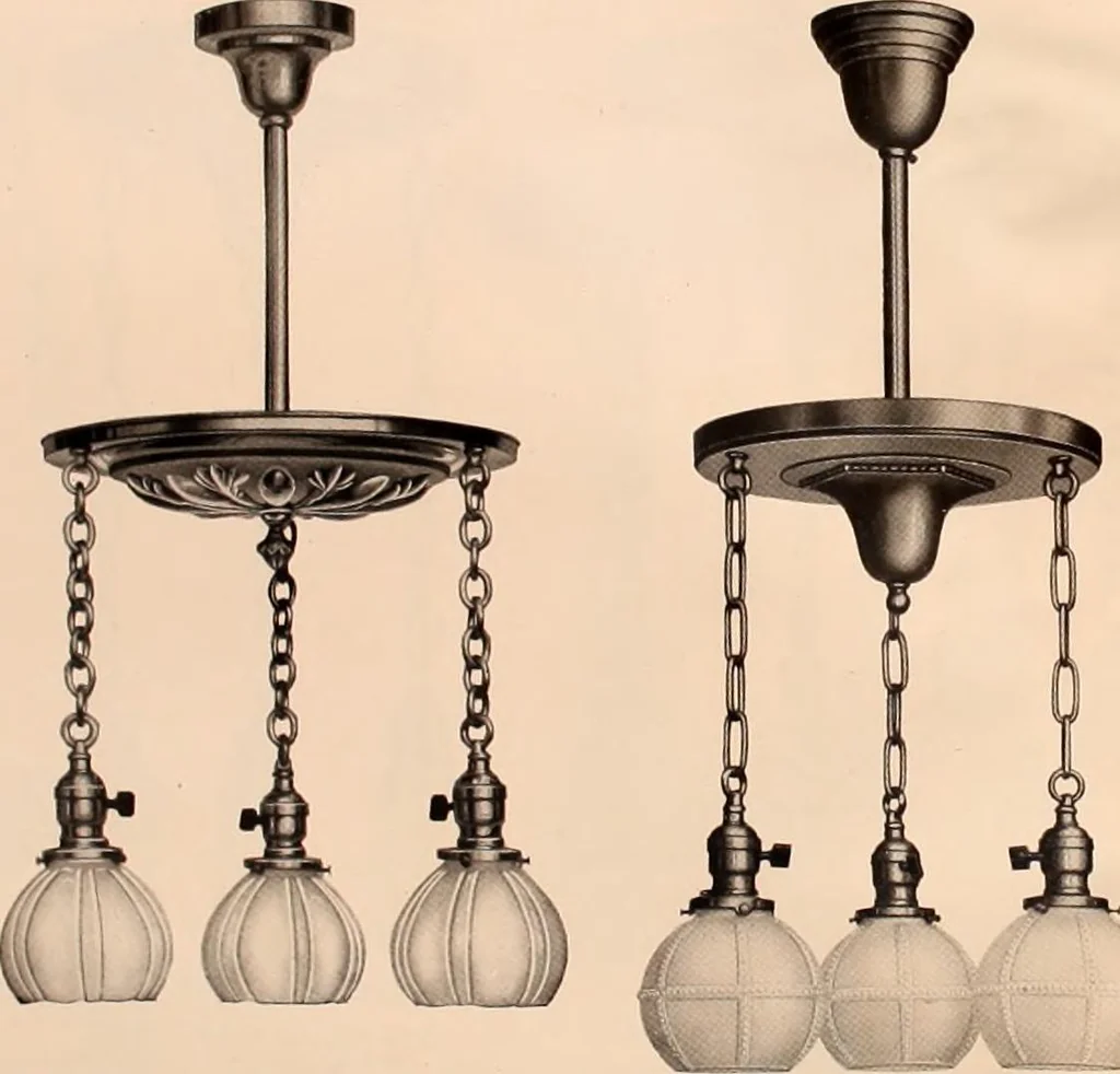An illustration from Electric, gas, and combination lighting fixtures : table lamps, floor lamps, electrical wiring material, lighting glassware / Sears, Roebuck and Co., 1900, leaf 36