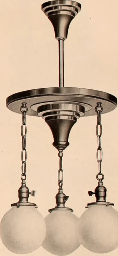 An illustration from Electric, gas, and combination lighting fixtures : table lamps, floor lamps, electrical wiring material, lighting glassware / Sears, Roebuck and Co., 1900, leaf 37