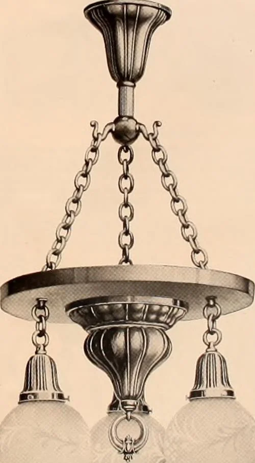 An illustration from Electric, gas, and combination lighting fixtures : table lamps, floor lamps, electrical wiring material, lighting glassware / Sears, Roebuck and Co., 1900, leaf 39