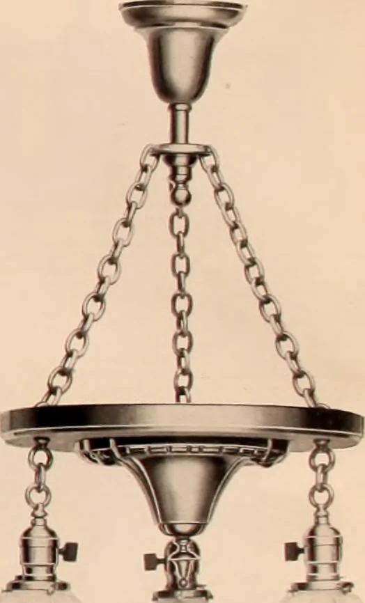 An illustration from Electric, gas, and combination lighting fixtures : table lamps, floor lamps, electrical wiring material, lighting glassware / Sears, Roebuck and Co., 1900, leaf 39