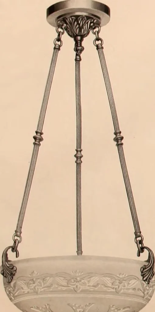 An illustration from Electric, gas, and combination lighting fixtures : table lamps, floor lamps, electrical wiring material, lighting glassware / Sears, Roebuck and Co., 1900, leaf 4