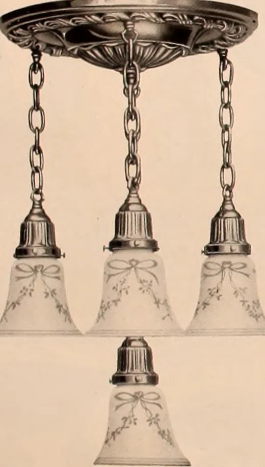 An illustration from Electric, gas, and combination lighting fixtures : table lamps, floor lamps, electrical wiring material, lighting glassware / Sears, Roebuck and Co., 1900, leaf 40