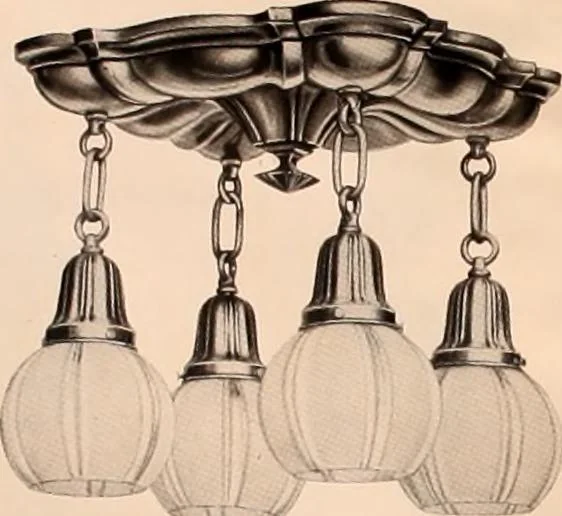 An illustration from Electric, gas, and combination lighting fixtures : table lamps, floor lamps, electrical wiring material, lighting glassware / Sears, Roebuck and Co., 1900, leaf 40