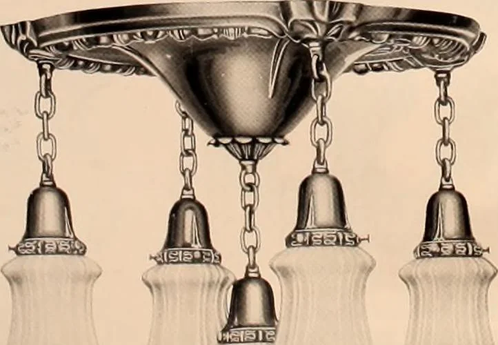 An illustration from Electric, gas, and combination lighting fixtures : table lamps, floor lamps, electrical wiring material, lighting glassware / Sears, Roebuck and Co., 1900, leaf 40