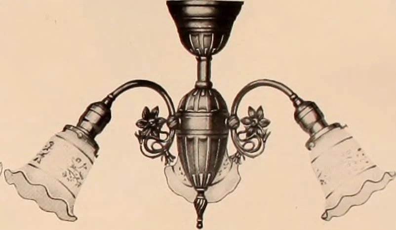 An illustration from Electric, gas, and combination lighting fixtures : table lamps, floor lamps, electrical wiring material, lighting glassware / Sears, Roebuck and Co., 1900, leaf 41