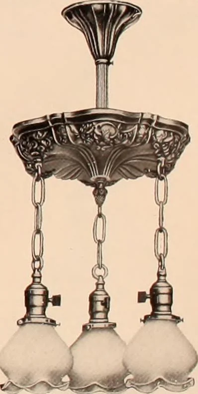 An illustration from Electric, gas, and combination lighting fixtures : table lamps, floor lamps, electrical wiring material, lighting glassware / Sears, Roebuck and Co., 1900, leaf 43