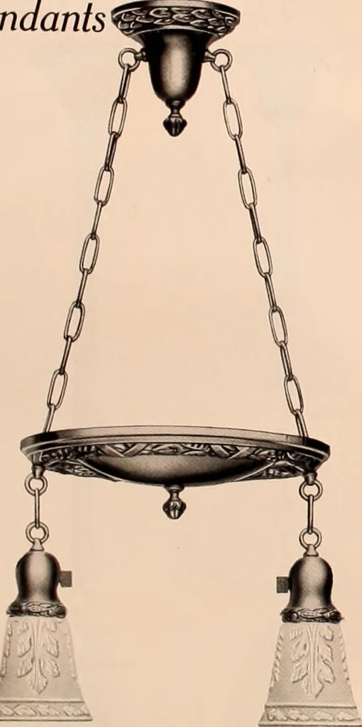 An illustration from Electric, gas, and combination lighting fixtures : table lamps, floor lamps, electrical wiring material, lighting glassware / Sears, Roebuck and Co., 1900, leaf 48