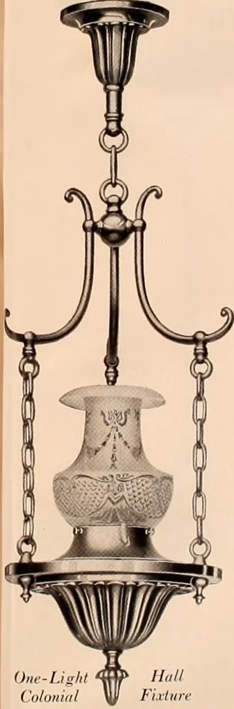 An illustration from Electric, gas, and combination lighting fixtures : table lamps, floor lamps, electrical wiring material, lighting glassware / Sears, Roebuck and Co., 1900, leaf 49