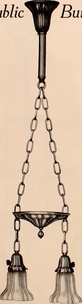 An illustration from Electric, gas, and combination lighting fixtures : table lamps, floor lamps, electrical wiring material, lighting glassware / Sears, Roebuck and Co., 1900, leaf 50