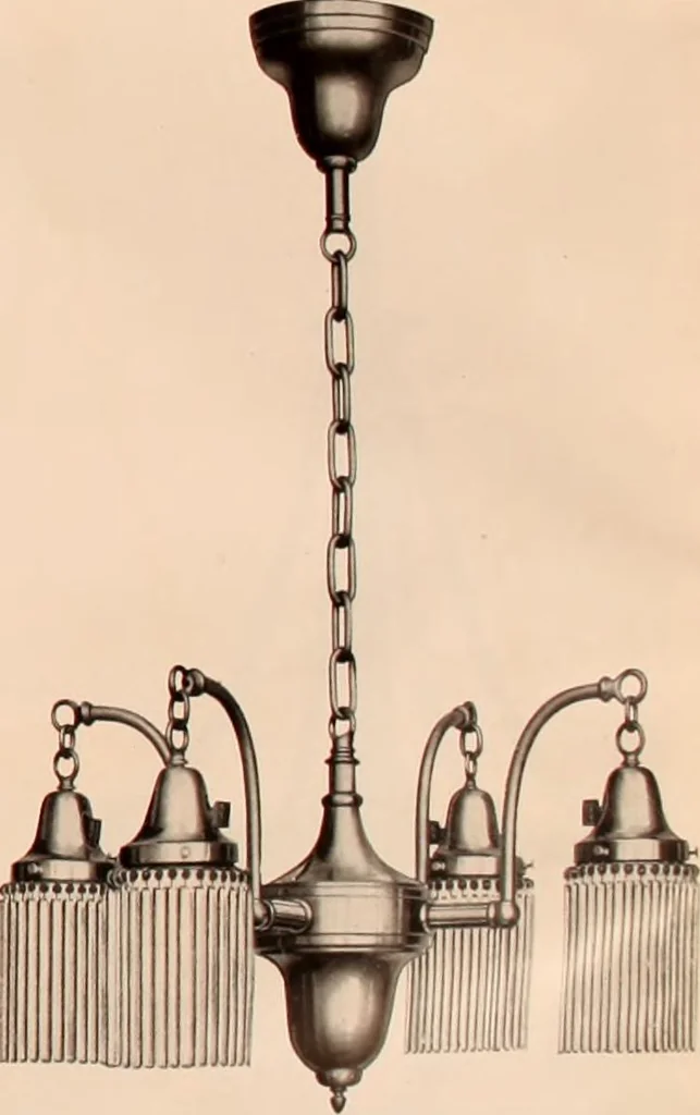 An illustration from Electric, gas, and combination lighting fixtures : table lamps, floor lamps, electrical wiring material, lighting glassware / Sears, Roebuck and Co., 1900, leaf 51