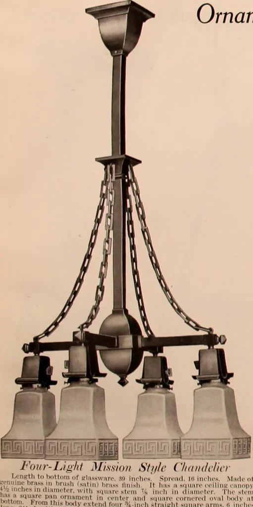 An illustration from Electric, gas, and combination lighting fixtures : table lamps, floor lamps, electrical wiring material, lighting glassware / Sears, Roebuck and Co., 1900, leaf 52