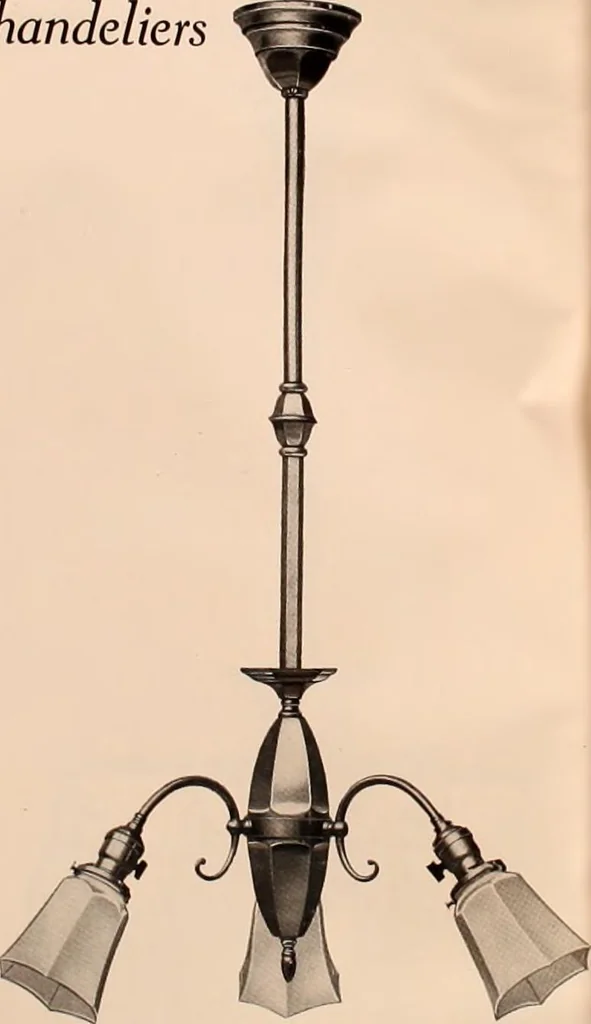 An illustration from Electric, gas, and combination lighting fixtures : table lamps, floor lamps, electrical wiring material, lighting glassware / Sears, Roebuck and Co., 1900, leaf 54