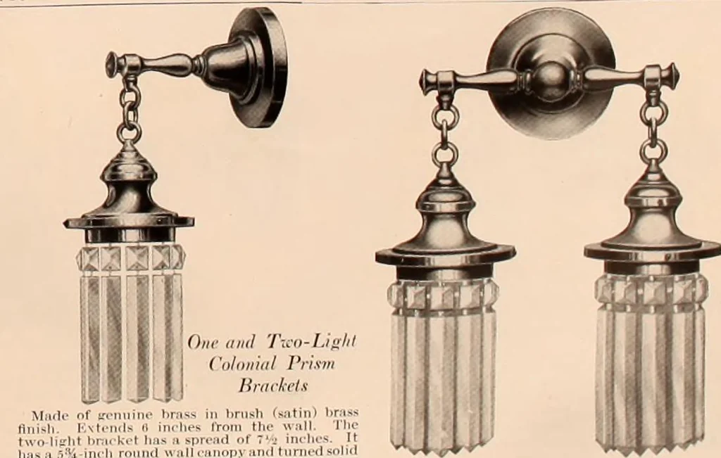 An illustration from Electric, gas, and combination lighting fixtures : table lamps, floor lamps, electrical wiring material, lighting glassware / Sears, Roebuck and Co., 1900, leaf 57