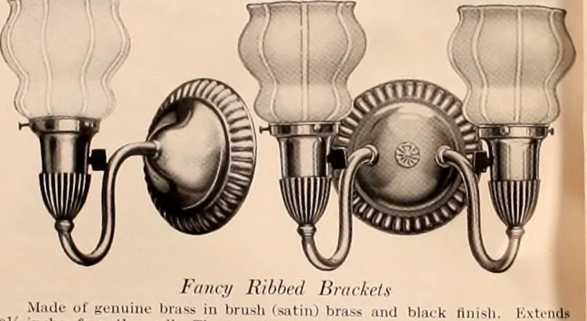 An illustration from Electric, gas, and combination lighting fixtures : table lamps, floor lamps, electrical wiring material, lighting glassware / Sears, Roebuck and Co., 1900, leaf 58