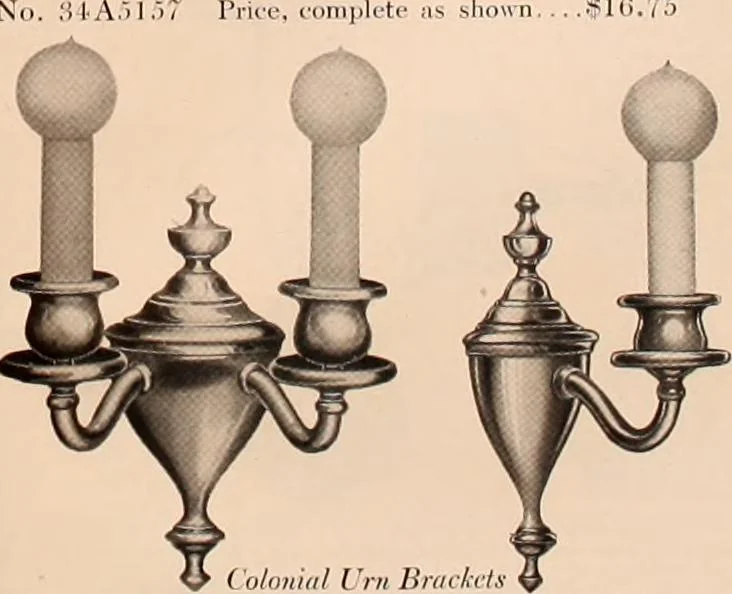 An illustration from Electric, gas, and combination lighting fixtures : table lamps, floor lamps, electrical wiring material, lighting glassware / Sears, Roebuck and Co., 1900, leaf 61
