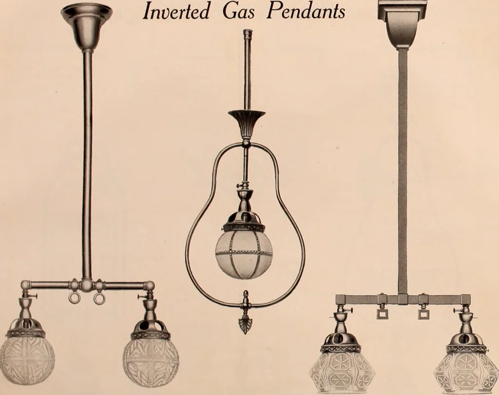 An illustration from Electric, gas, and combination lighting fixtures : table lamps, floor lamps, electrical wiring material, lighting glassware / Sears, Roebuck and Co., 1900, leaf 64