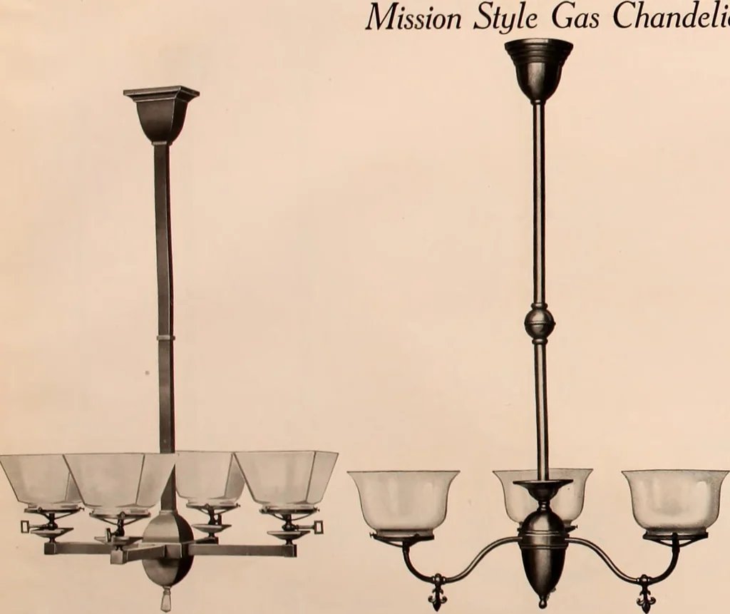 An illustration from Electric, gas, and combination lighting fixtures : table lamps, floor lamps, electrical wiring material, lighting glassware / Sears, Roebuck and Co., 1900, leaf 66