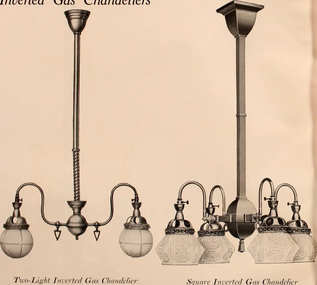 An illustration from Electric, gas, and combination lighting fixtures : table lamps, floor lamps, electrical wiring material, lighting glassware / Sears, Roebuck and Co., 1900, leaf 68