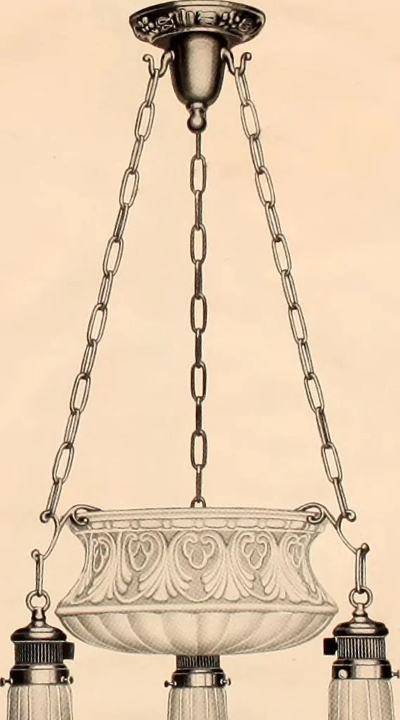 An illustration from Electric, gas, and combination lighting fixtures : table lamps, floor lamps, electrical wiring material, lighting glassware / Sears, Roebuck and Co., 1900, leaf 7