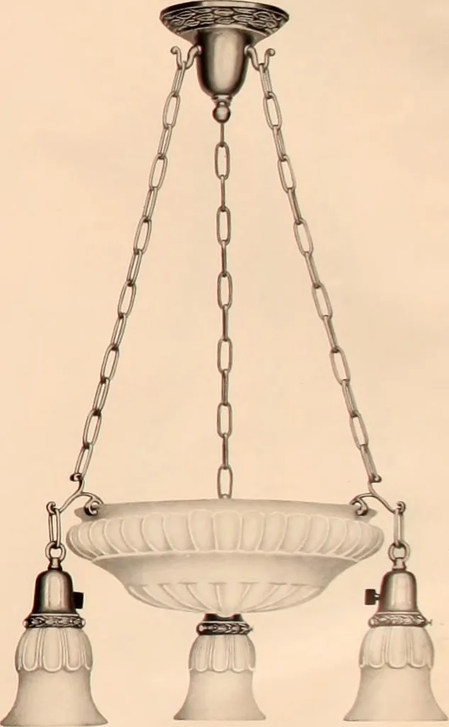 An illustration from Electric, gas, and combination lighting fixtures : table lamps, floor lamps, electrical wiring material, lighting glassware / Sears, Roebuck and Co., 1900, leaf 7