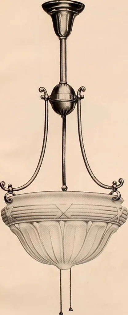 An illustration from Electric, gas, and combination lighting fixtures : table lamps, floor lamps, electrical wiring material, lighting glassware / Sears, Roebuck and Co., 1900, leaf 71