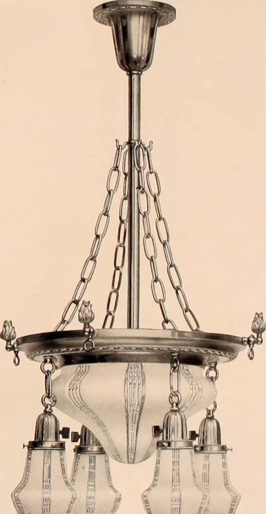 An illustration from Electric, gas, and combination lighting fixtures : table lamps, floor lamps, electrical wiring material, lighting glassware / Sears, Roebuck and Co., 1900, leaf 73