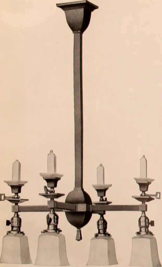 An illustration from Electric, gas, and combination lighting fixtures : table lamps, floor lamps, electrical wiring material, lighting glassware / Sears, Roebuck and Co., 1900, leaf 76