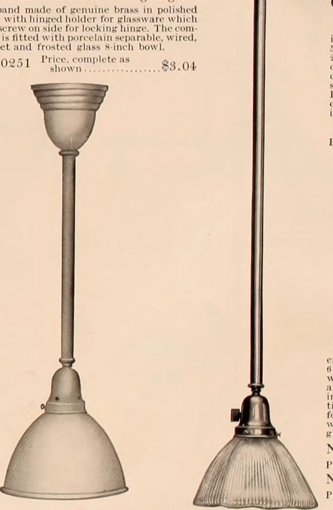 An illustration from Electric, gas, and combination lighting fixtures : table lamps, floor lamps, electrical wiring material, lighting glassware / Sears, Roebuck and Co., 1900, leaf 83
