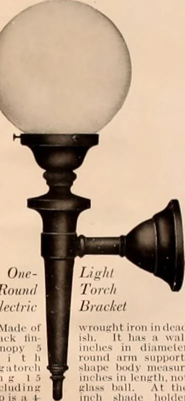 An illustration from Electric, gas, and combination lighting fixtures : table lamps, floor lamps, electrical wiring material, lighting glassware / Sears, Roebuck and Co., 1900, leaf 89