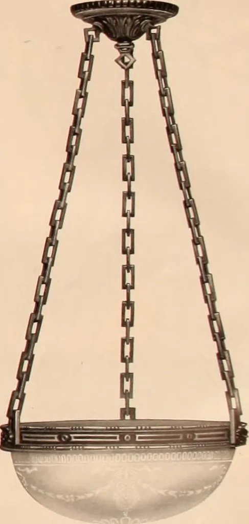An illustration from Electric, gas, and combination lighting fixtures : table lamps, floor lamps, electrical wiring material, lighting glassware / Sears, Roebuck and Co., 1900, leaf 9