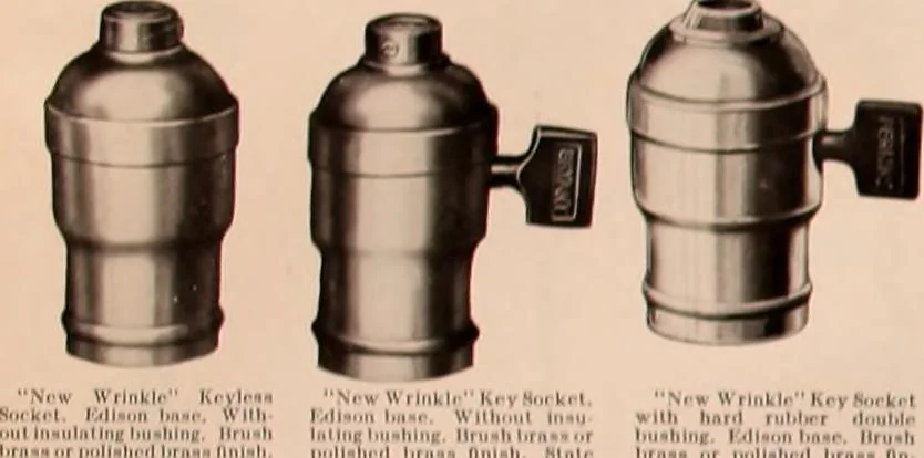 An illustration from Electric, gas, and combination lighting fixtures : table lamps, floor lamps, electrical wiring material, lighting glassware / Sears, Roebuck and Co., 1900, leaf 94