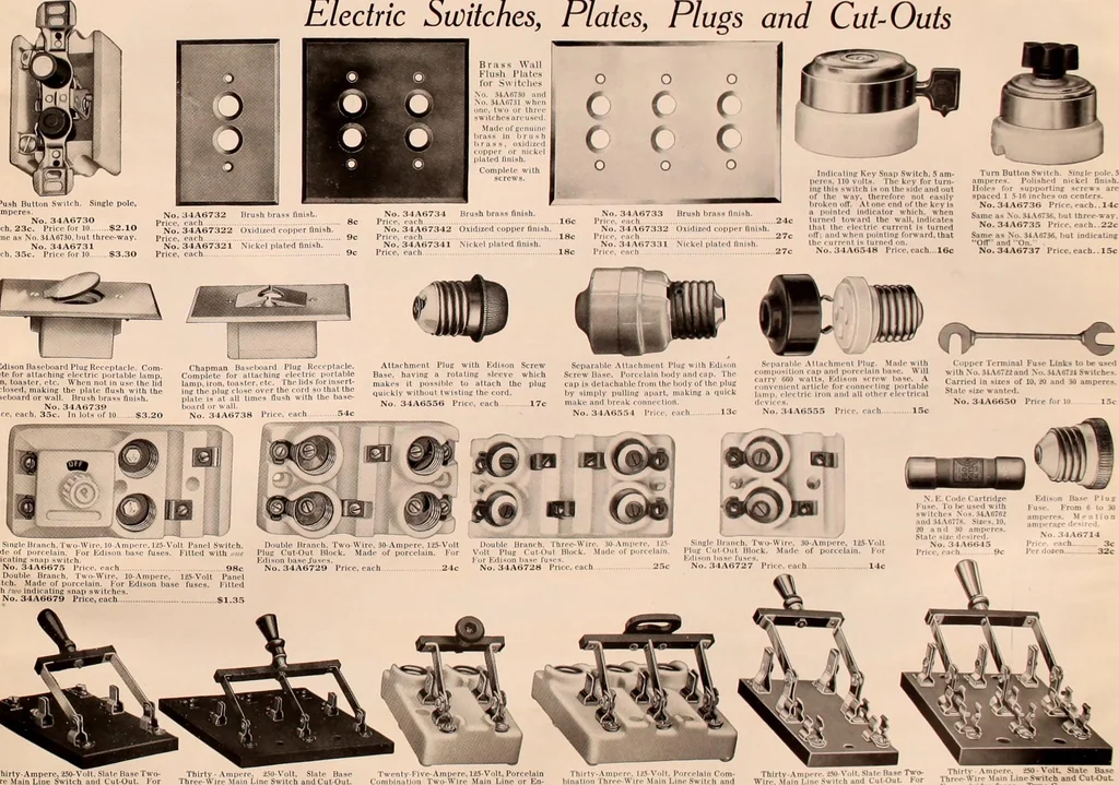 An illustration from Electric, gas, and combination lighting fixtures : table lamps, floor lamps, electrical wiring material, lighting glassware / Sears, Roebuck and Co., 1900, leaf 97