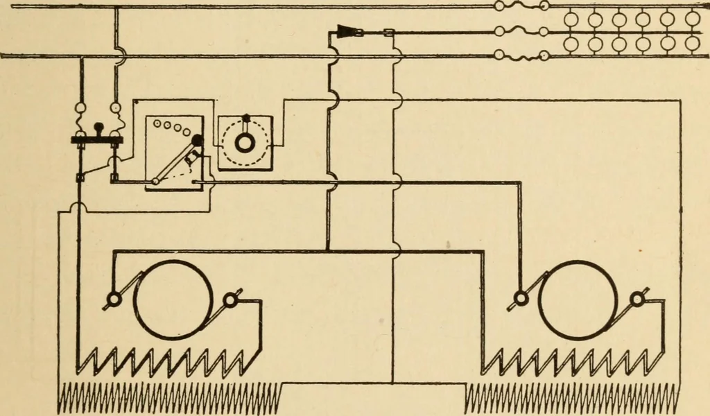 An illustration from Electricians' operating and testing manual; a hand book for men in charge of electrical apparatus, repair men, trouble men, lamp trimmers, and electricians generally, 1916, leaf 125