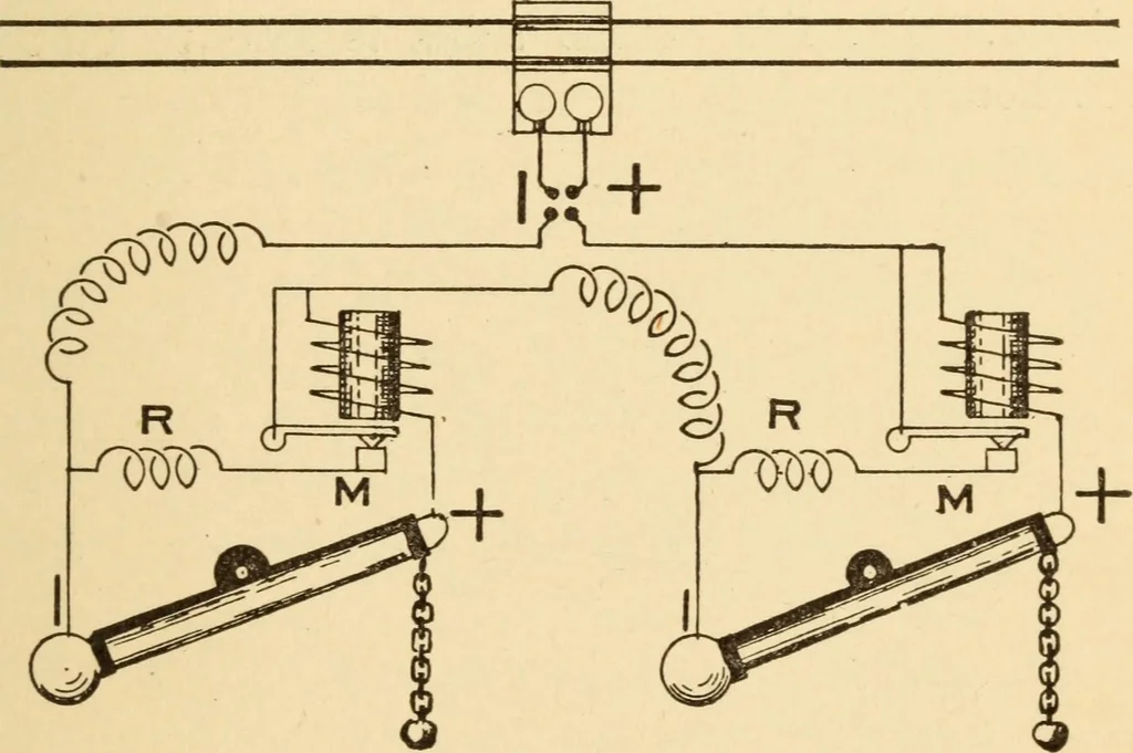 An illustration from Electricians' operating and testing manual; a hand book for men in charge of electrical apparatus, repair men, trouble men, lamp trimmers, and electricians generally, 1916, leaf 247