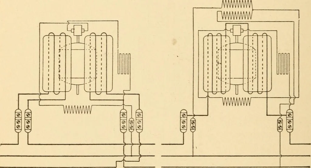 An illustration from Electricians' operating and testing manual; a hand book for men in charge of electrical apparatus, repair men, trouble men, lamp trimmers, and electricians generally, 1916, leaf 324