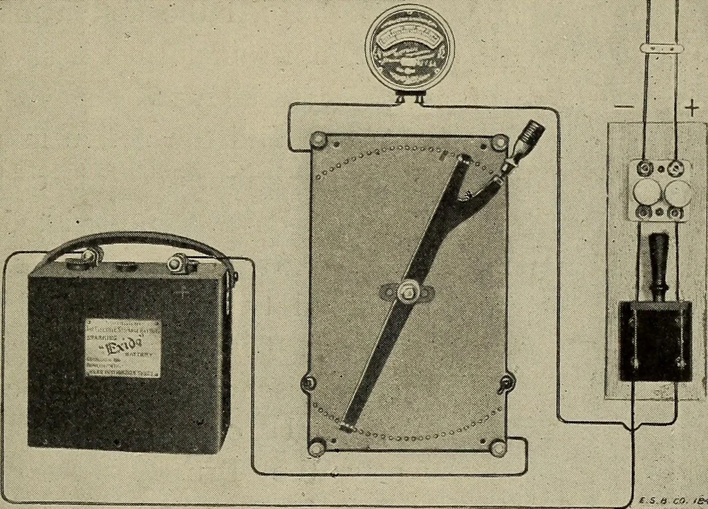 An illustration from Electricity experimentally and practically applied; a book for the beginner and for the practical man, principles, experiments, practical applications and problems, 1910, leaf 117