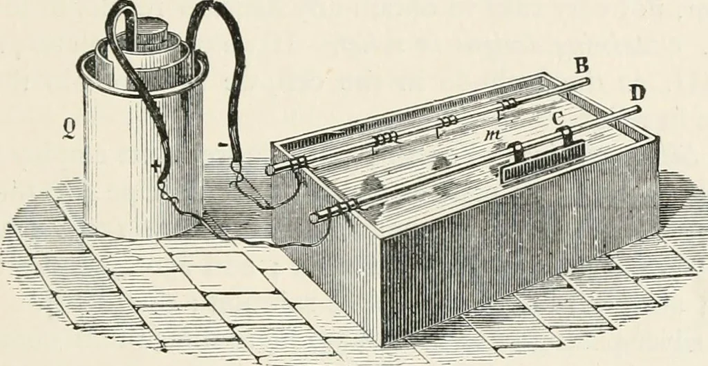 An illustration from Electricity for public schools and colleges, 1891, leaf 220
