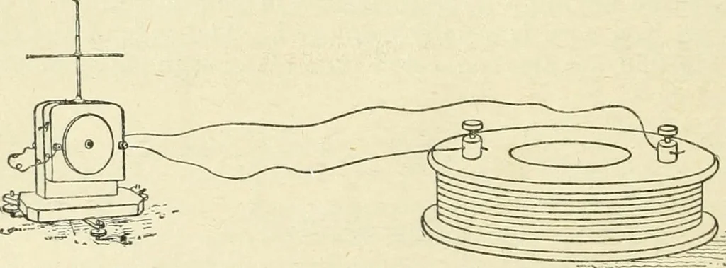 An illustration from Electricity and magnetism : an elementary text-book, theoretical and practical, 1920, leaf 390