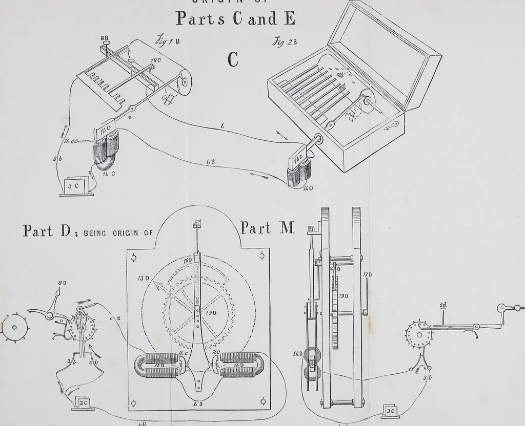 An illustration from The electric telegraph: was it invented by Professor Wheatston e?, 1856, leaf 225