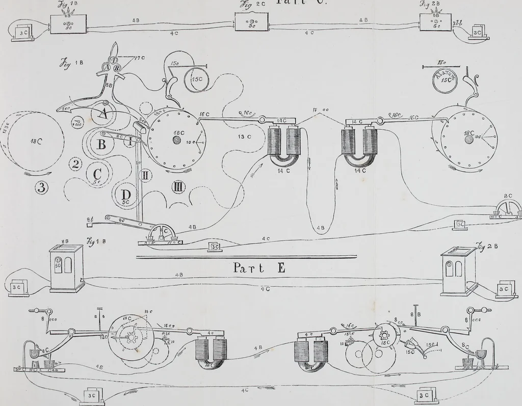 An illustration from The electric telegraph: was it invented by Professor Wheatston e?, 1856, leaf 227